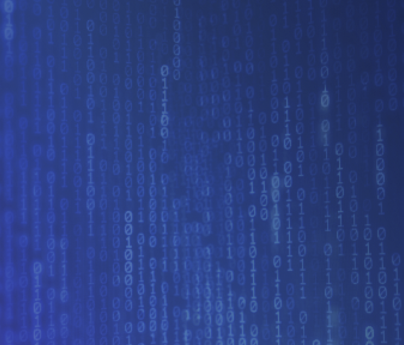 Vertical streaks of blue light on a dark field