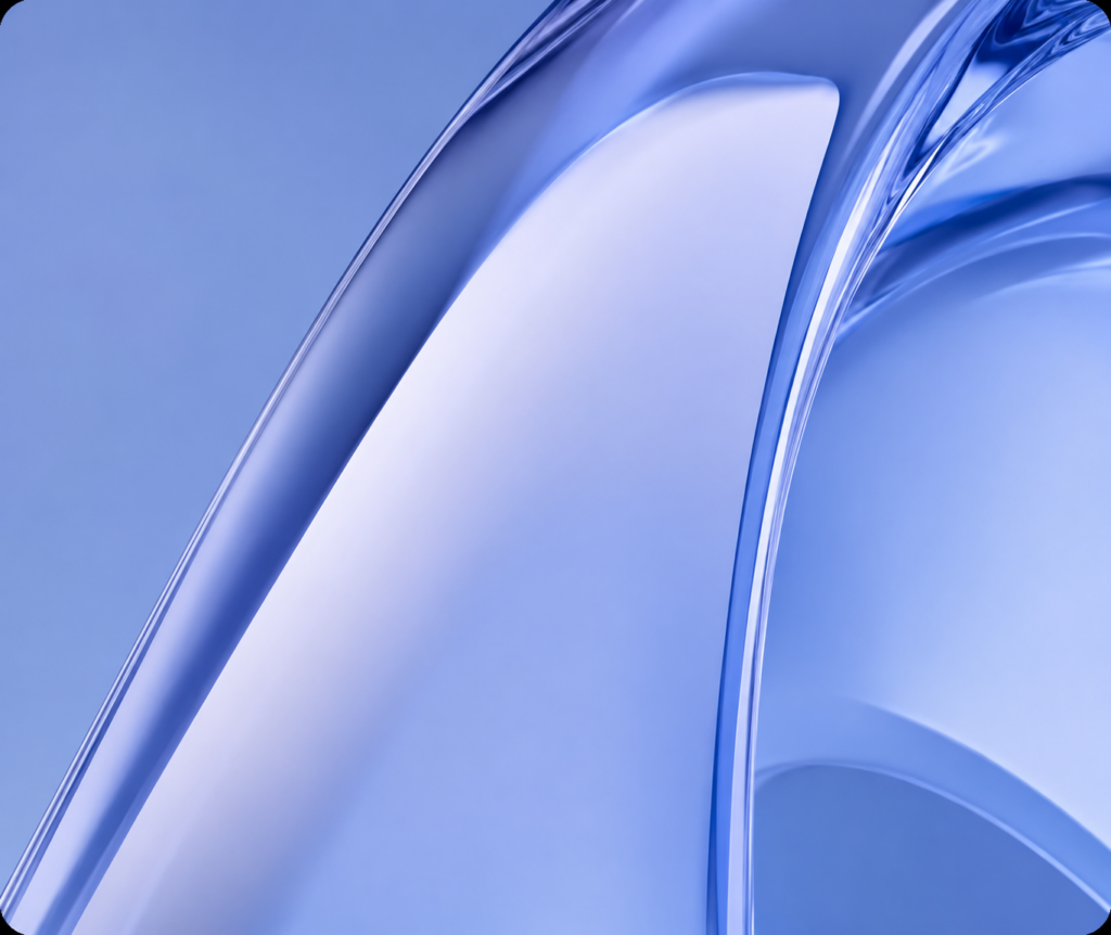 A sweeping blue curve on a light background